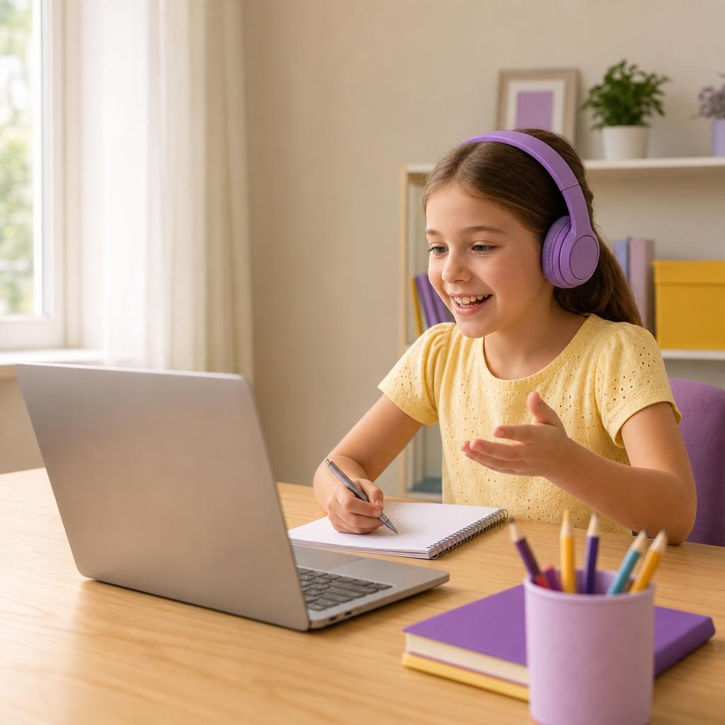 A child looking at a laptop at home